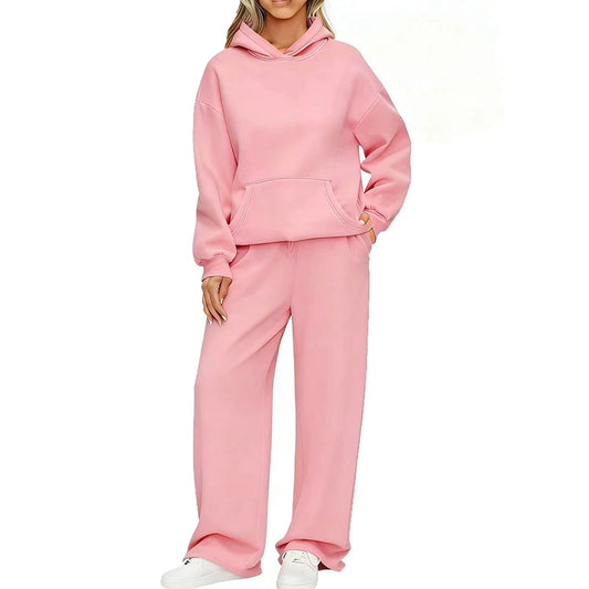 Conjunto Deportivo de Dos Piezas: Sudadera con Capucha Oversize y Pantalón Ancho