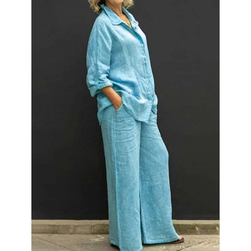 Conjunto Dos Piezas Burdeos – Camisa Fluida y Pantalón Ancho Palazzo