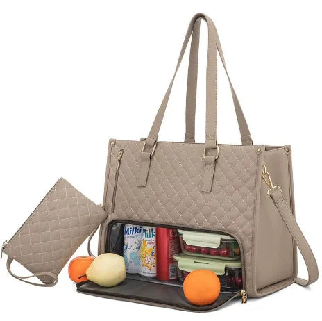 Bolso Tote Ejecutivo con Compartimento Térmico Térmico e Incluye Cartera de Mano