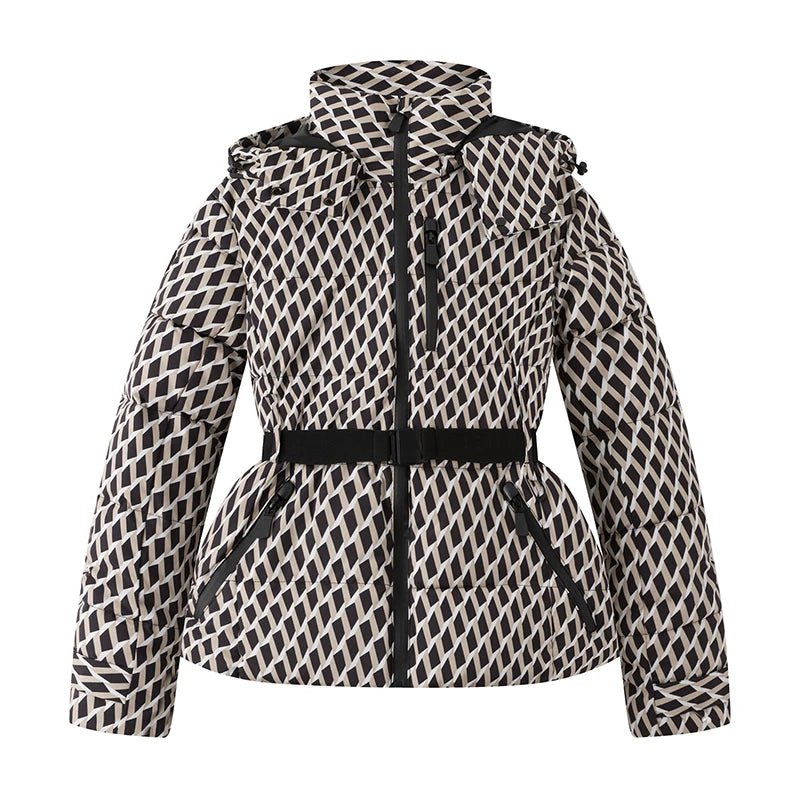 Chaqueta de Esquí Acolchada con Cinturón y Capucha Termosellada