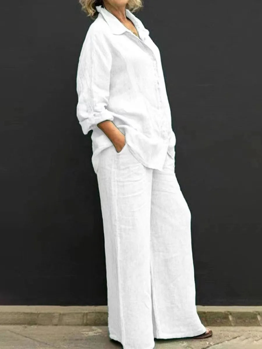 Conjunto Dos Piezas Burdeos – Camisa Fluida y Pantalón Ancho Palazzo