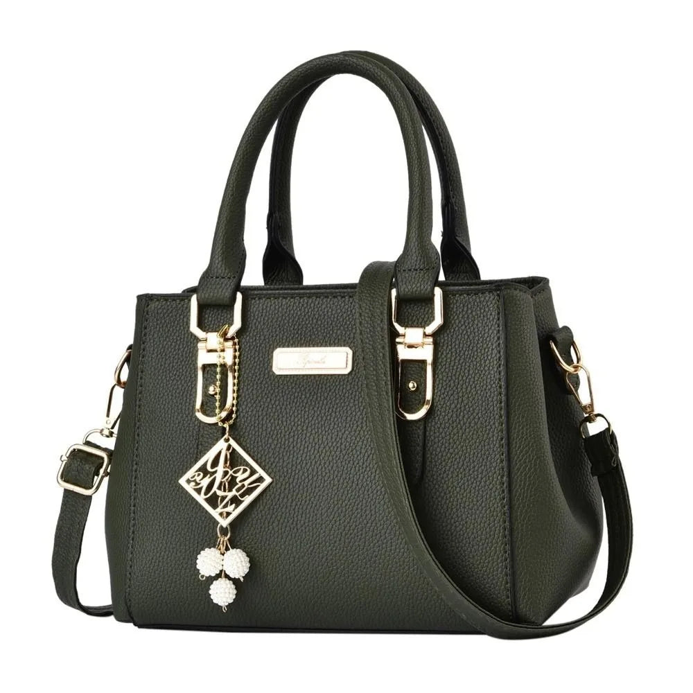 Bolso Satchel Estructurado Verona con Colgante de Perlas